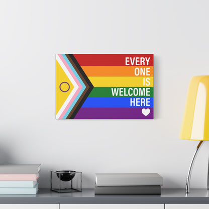 Everyone Is Welcome Here Rainbow Pride Flag | Canvas Wall Art