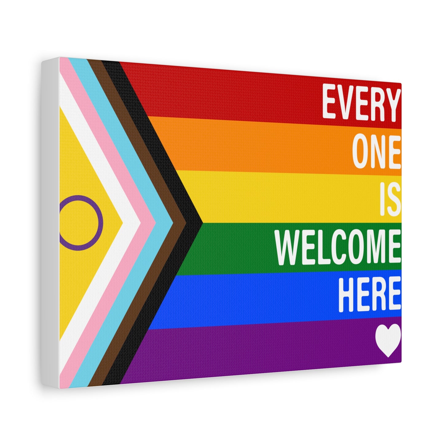 Everyone Is Welcome Here Rainbow Pride Flag | Canvas Wall Art