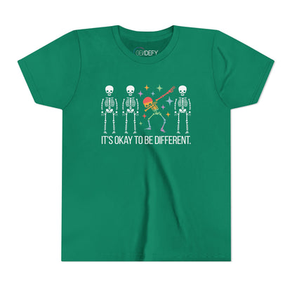 Unique Youth Tee: It's Okay to Be Different, Kids Shirt, Halloween Top, Celebration T-Shirt, Gift for Individuality
