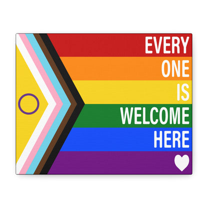 Everyone Is Welcome Here Rainbow Pride Flag | Canvas Wall Art