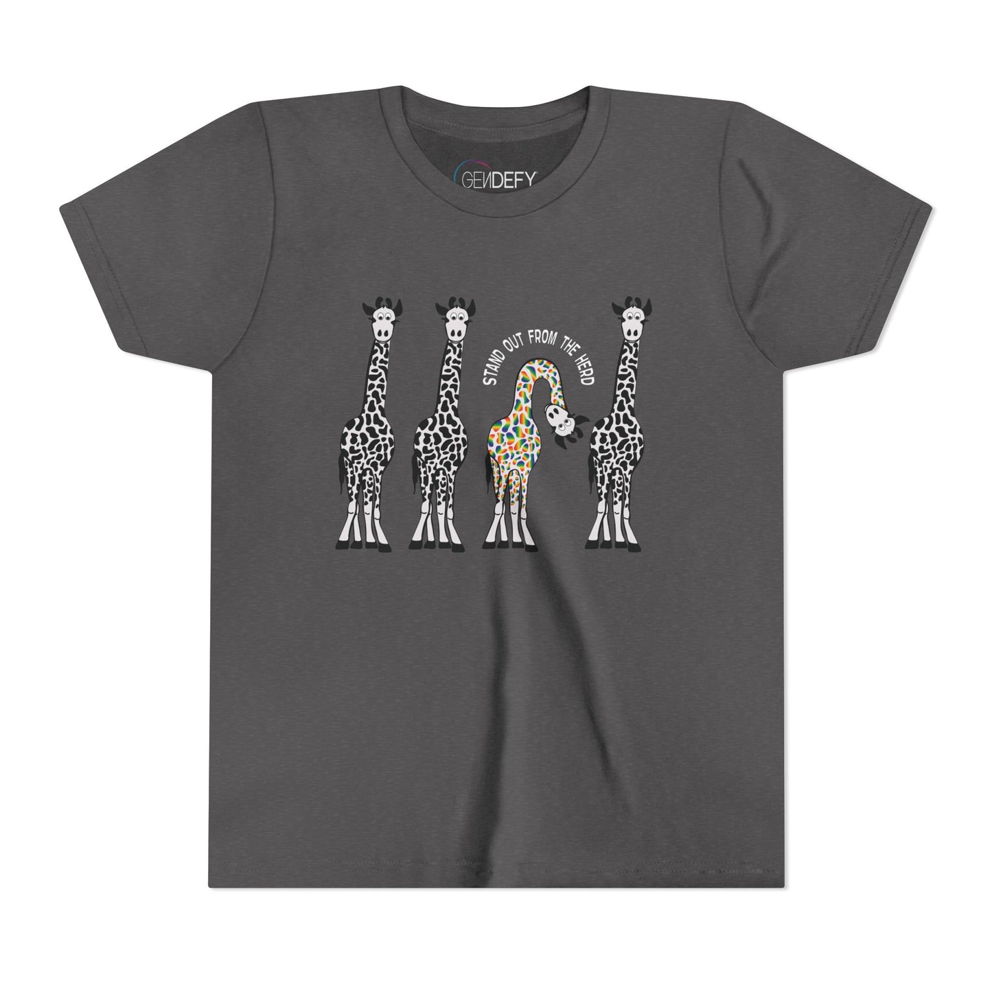 Stand Out From the Herd Rainbow Giraffe | Youth Shirt