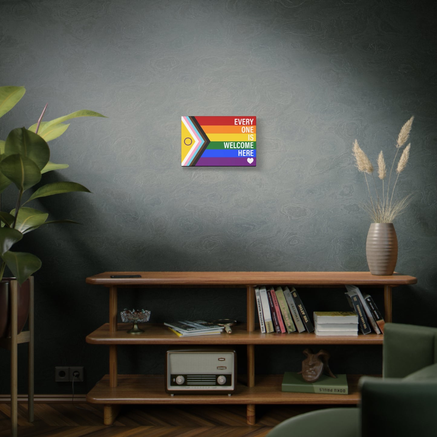 Everyone Is Welcome Here Rainbow Pride Flag | Canvas Wall Art