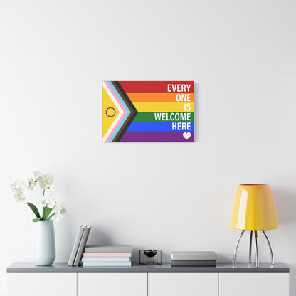 Everyone Is Welcome Here Rainbow Pride Flag | Canvas Wall Art