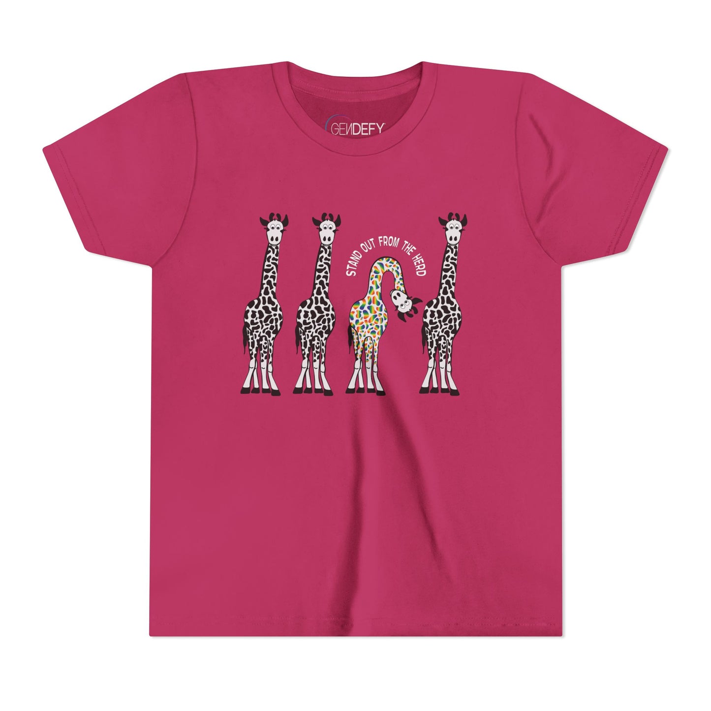 Stand Out From the Herd Rainbow Giraffe | Youth Shirt
