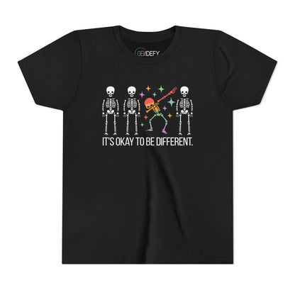 Unique Youth Tee: It's Okay to Be Different, Kids Shirt, Halloween Top, Celebration T-Shirt, Gift for Individuality