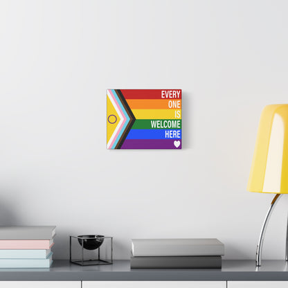Everyone Is Welcome Here Rainbow Pride Flag | Canvas Wall Art