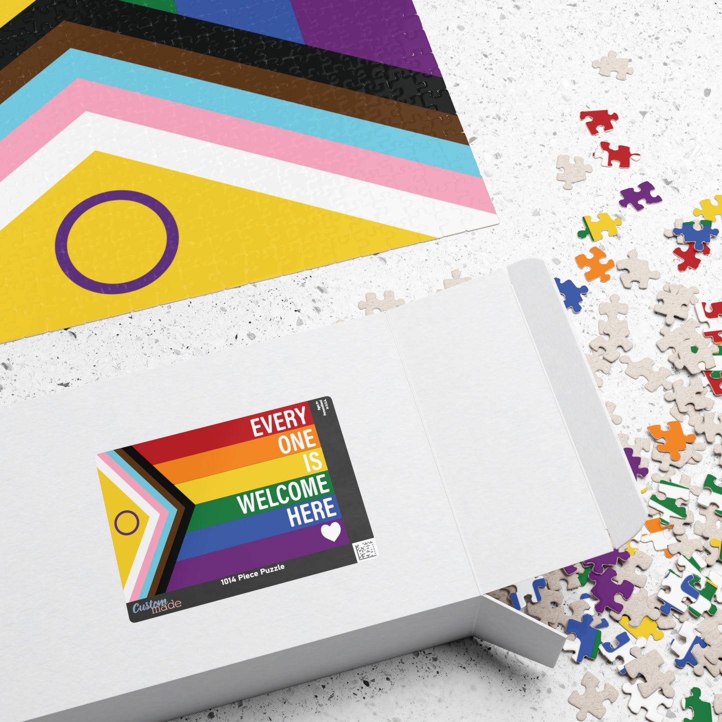 Everyone Is Welcome Here Rainbow Pride Flag | 1014-Piece Puzzle