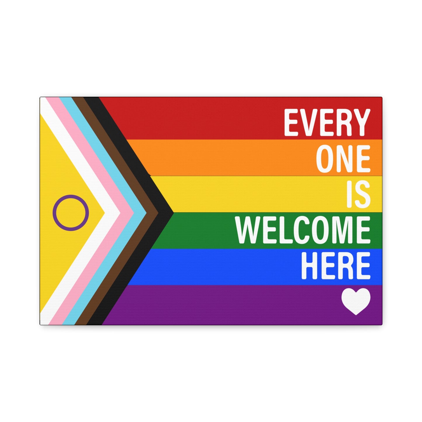 Everyone Is Welcome Here Rainbow Pride Flag | Canvas Wall Art