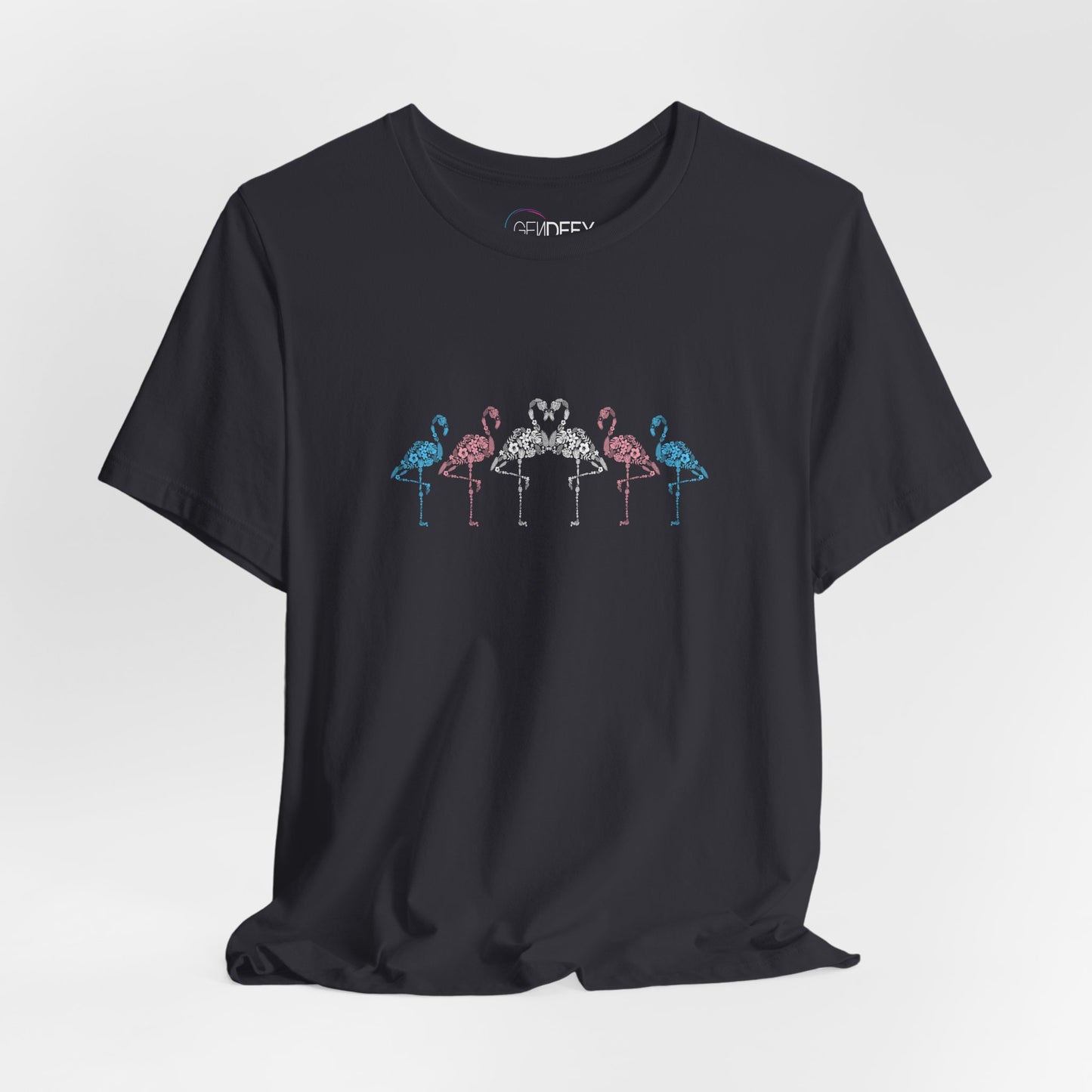 Transgender Pride Floral Flamingos | T-Shirt