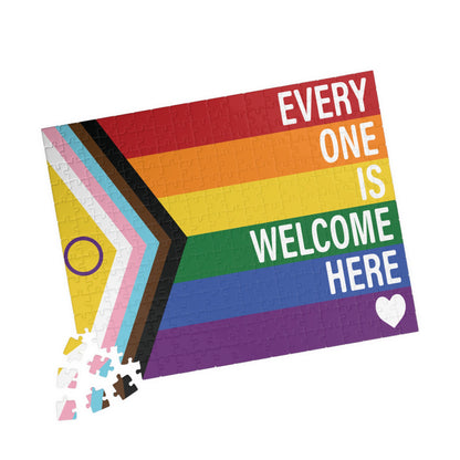 Everyone Is Welcome Here Rainbow Pride Flag | 1014-Piece Puzzle