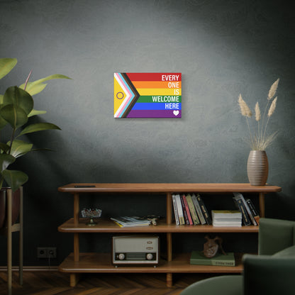 Everyone Is Welcome Here Rainbow Pride Flag | Canvas Wall Art