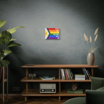 Everyone Is Welcome Here Rainbow Pride Flag | Canvas Wall Art