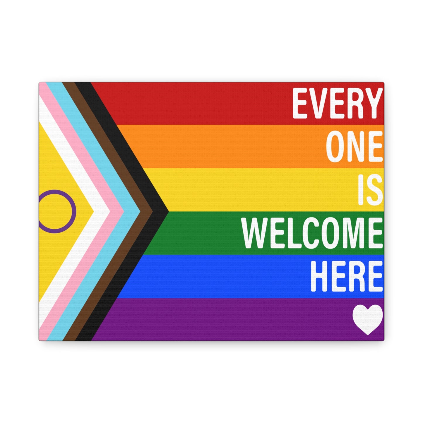 Everyone Is Welcome Here Rainbow Pride Flag | Canvas Wall Art