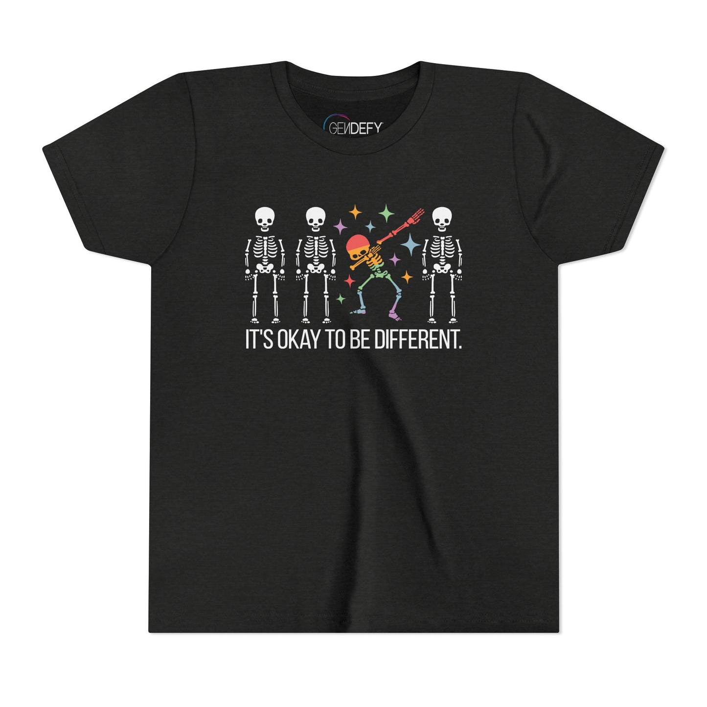 Unique Youth Tee: It's Okay to Be Different, Kids Shirt, Halloween Top, Celebration T-Shirt, Gift for Individuality
