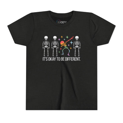 Unique Youth Tee: It's Okay to Be Different, Kids Shirt, Halloween Top, Celebration T-Shirt, Gift for Individuality
