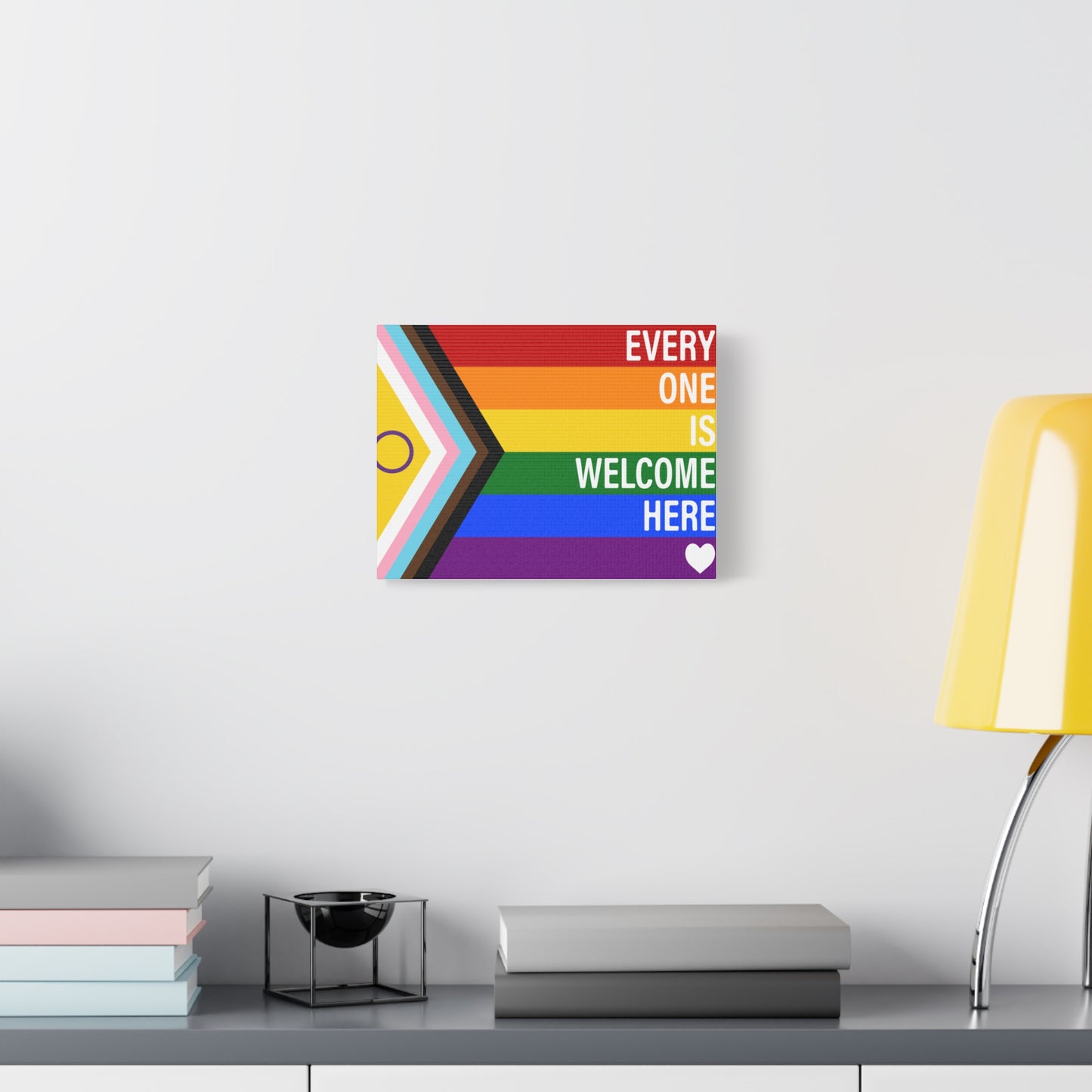 Everyone Is Welcome Here Rainbow Pride Flag | Canvas Wall Art