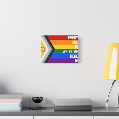 Everyone Is Welcome Here Rainbow Pride Flag | Canvas Wall Art