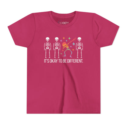 Unique Youth Tee: It's Okay to Be Different, Kids Shirt, Halloween Top, Celebration T-Shirt, Gift for Individuality