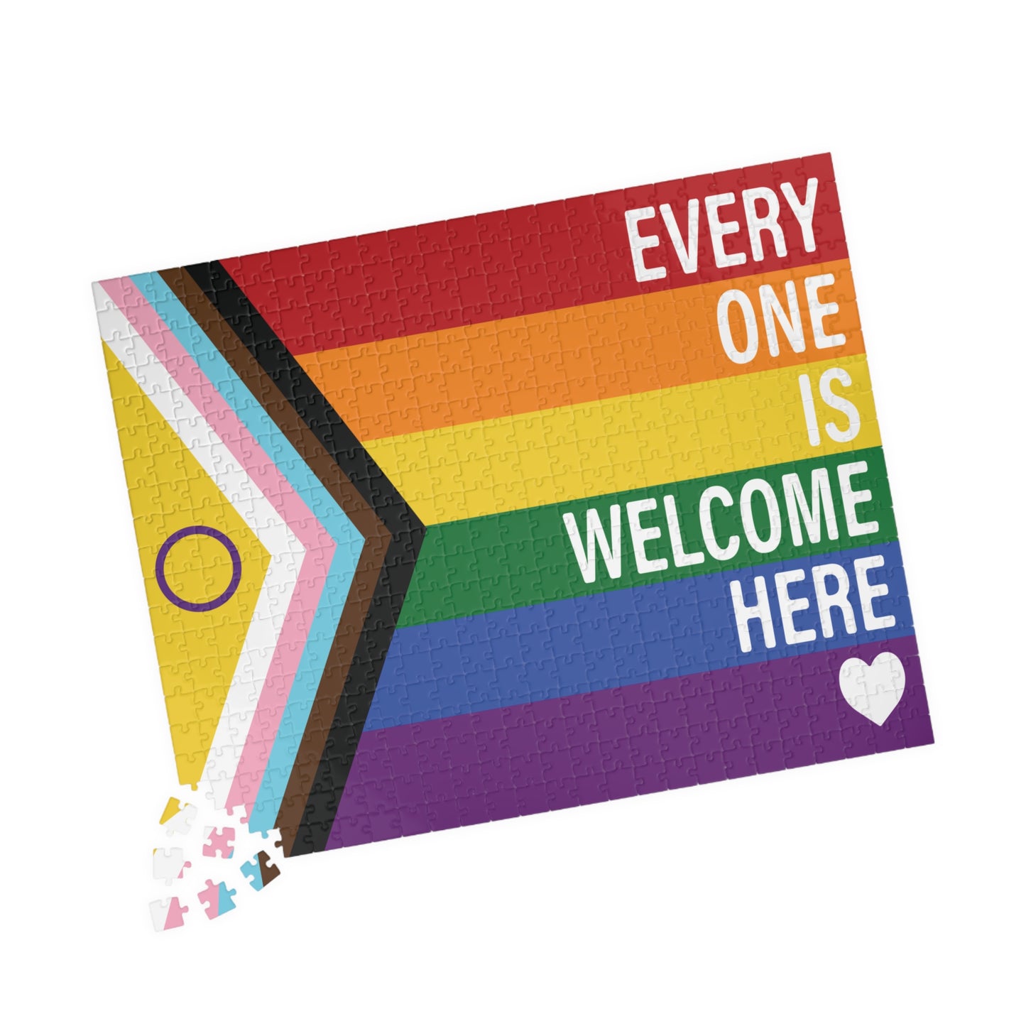 Everyone Is Welcome Here Rainbow Pride Flag | 1014-Piece Puzzle